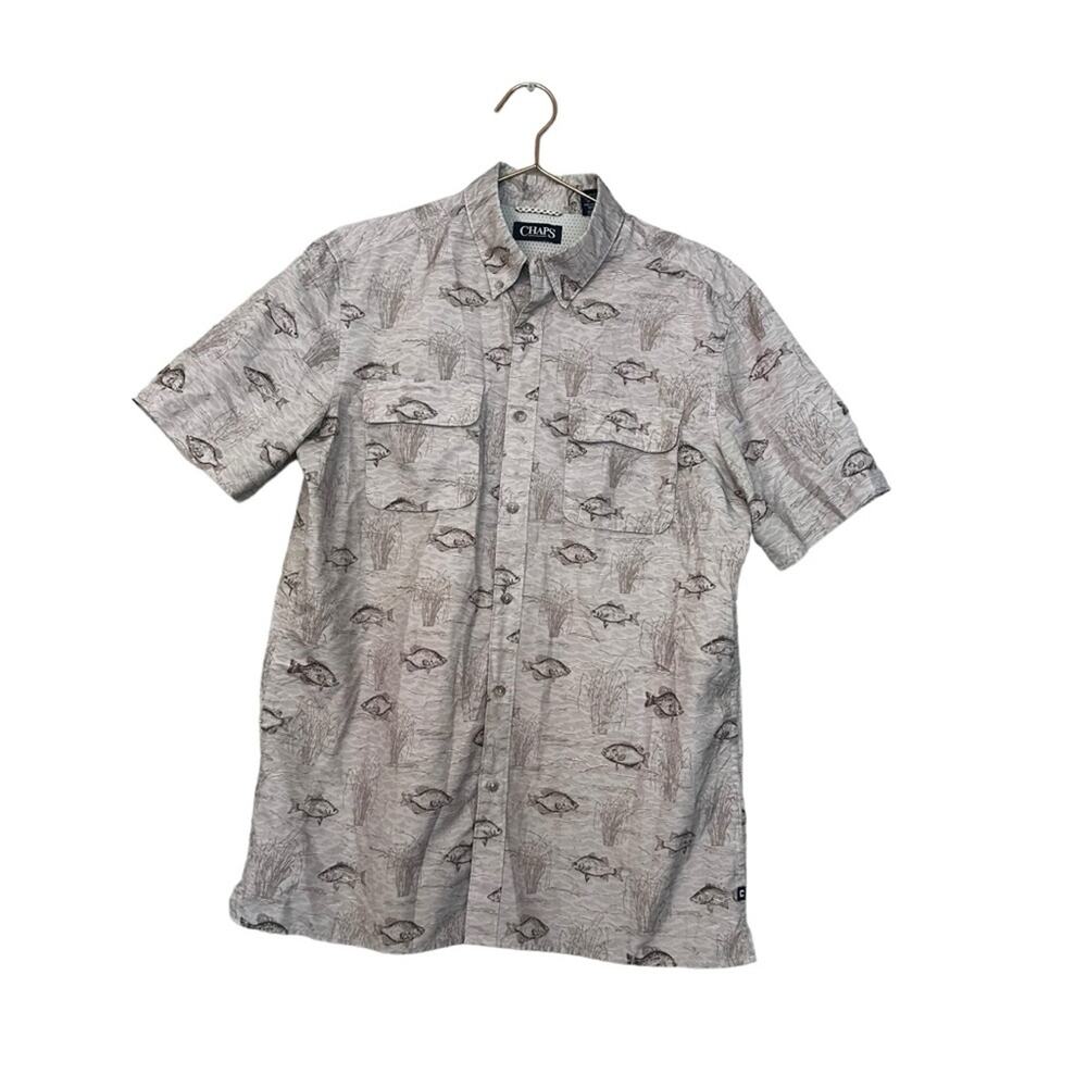 Chaps Performance Fish Fisherman Button Down Shirt size medium